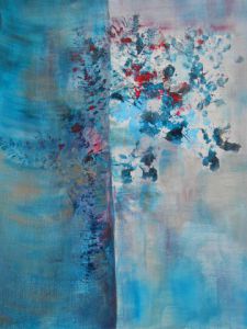 Voir le détail de cette oeuvre: Paysage d'arbre bleu et feuillage
